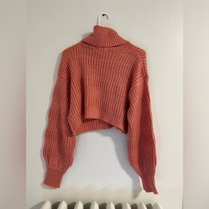 Urban Outfitters pink cropped turtle neck